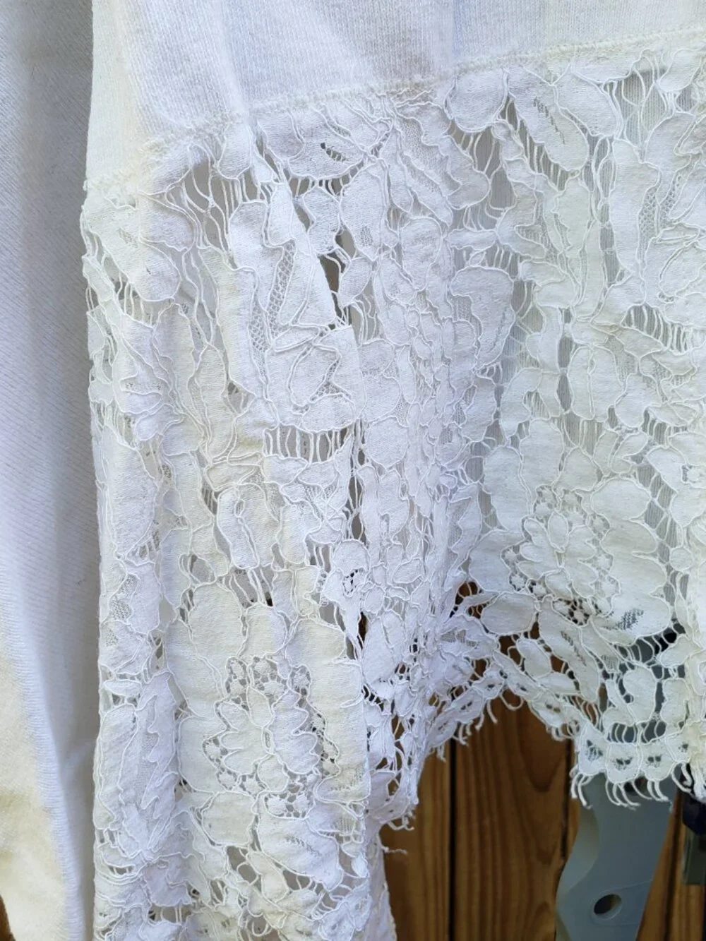 EUC KASPER bright white open cardigan with embroidered hem (M) - Picture 5 of 6